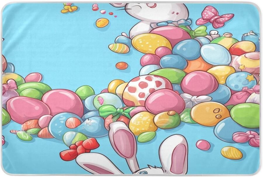 Senza Marchio Extra Grote Resuable Peuter Matraspads Waterdicht Wasbaar Crib Pee Matras Pad Ademend Beddengoed voor Kinderen Volwassenen Huisdieren 52x34 inch Paashaas Snoep