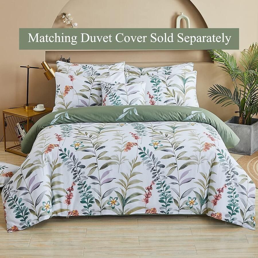 Senza Marchio FADFAY Bloemen Bladeren Lakenset Queen Premium 100% Katoen 600 TC Groen Blad & Teal Bloem Aquarel Boerderij Beddengoed Super Zacht Ademend Diepe Pocket Bed Lakens Set 4-delige Queen