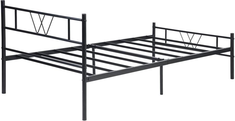 Senza Marchio Fangflower Twin Size Bed Frame Platform Metaal met Hoofd- Onderbed Opslag Stalen Lellen Heavy Duty Matras Foundation voor Slaapkamer Geen BoxSpring Nodig Zwart