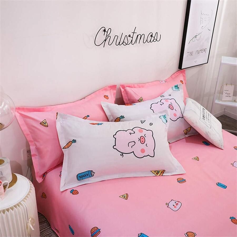 Senza Marchio Fansu Beddengoedset dekbedovertrekset 4-delig Bedding microvezel comfortabel zacht duurzaam inclusief bedlaken kussensloop hoge kwaliteit eenpersoonsbed tweepersoonsbed kingsize (150x200cm schattig varken)