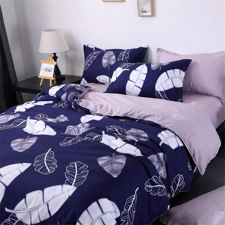 Senza Marchio Fansu Bedding microvezel dekbedovertrekset 4-delig comfortabel zacht duurzaam inclusief bedlaken kussensloop hoge kwaliteit eenpersoonsbed kingsize (200 x 230 cm blad)