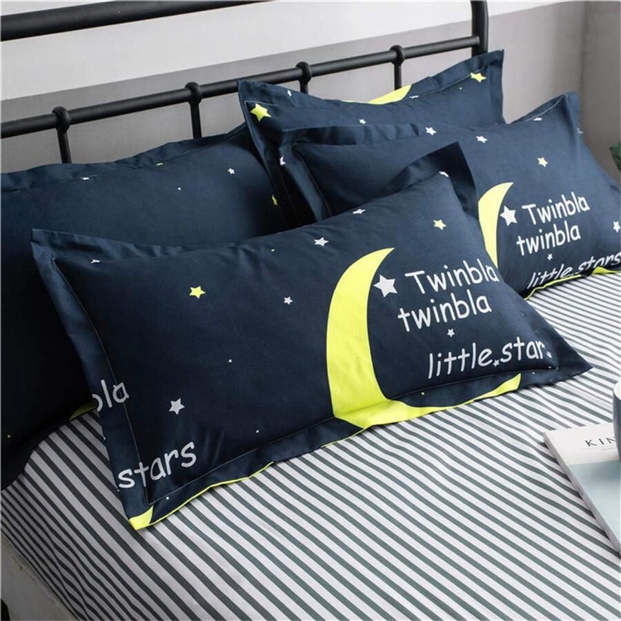 Senza Marchio Fansu Bedding microvezel dekbedovertrekset 4-delige beddengoedset comfortabel zacht duurzaam inclusief bedlaken kussensloop hoge kwaliteit eenpersoonsbed kingsize (150 x 200 cm sterrenhemel)