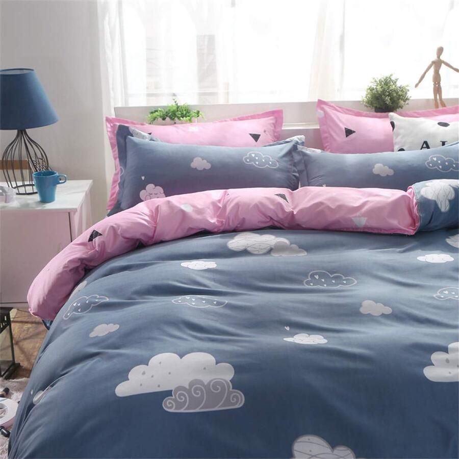 Senza Marchio Fansu Bedding microvezel dekbedovertrekset 4-delige beddengoedset comfortabel zacht duurzaam inclusief bedlaken kussensloop hoge kwaliteit eenpersoonsbed tweepersoonsbed kingsize (180 x 220 cm wolk)