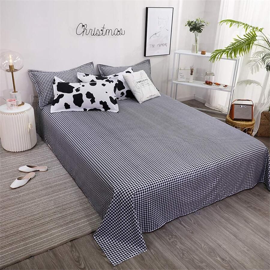 Senza Marchio Fansu Dekbedovertrek Set Beddengoed Sets voor Dubbele King Eenpersoonsbed 4 Stuk Dekbed Set 2 x Kussenslopen 1 x Dekbedovertrek 1 x Flat Sheet (Double-200x200cm Elegante koe)