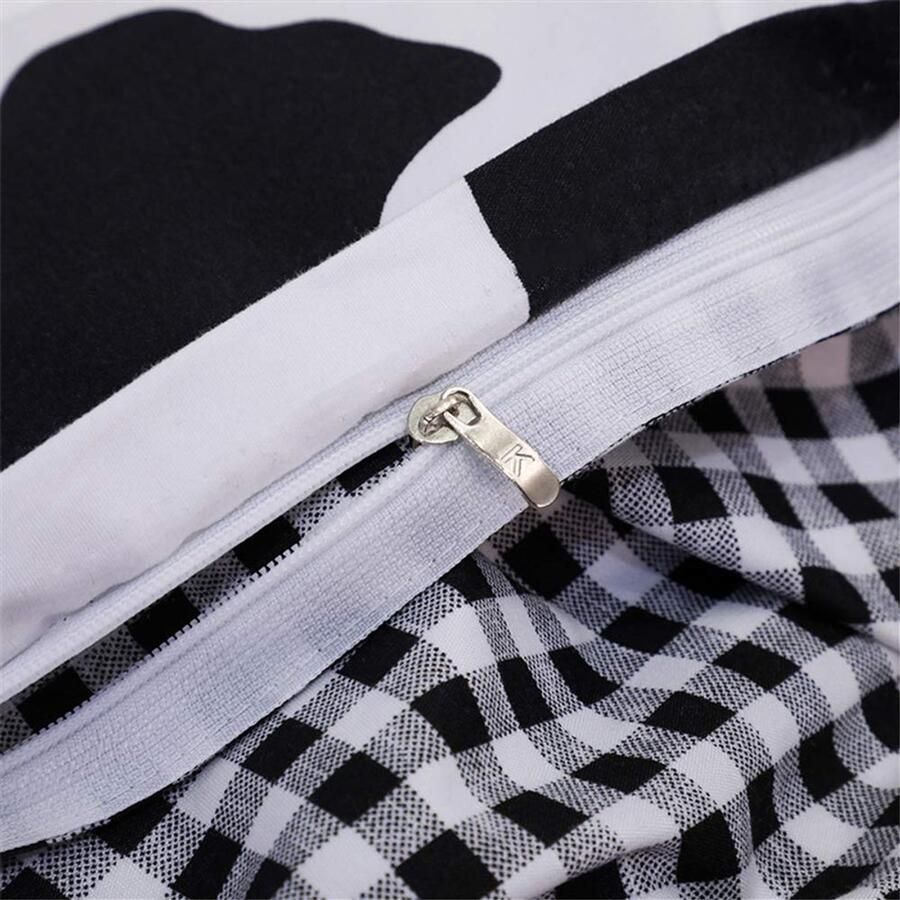 Senza Marchio Fansu Dekbedovertrek Set Beddengoed Sets voor Dubbele King Eenpersoonsbed 4 Stuk Dekbed Set 2 x Kussenslopen 1 x Dekbedovertrek 1 x Flat Sheet (King-220x230cm Elegante koe)