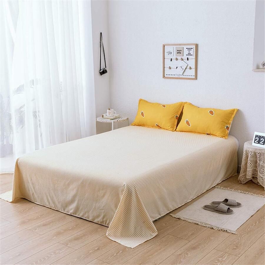 Senza Marchio Fansu Dekbedovertrek Set Beddengoed Sets voor Dubbele King Eenpersoonsbed 4 Stuk Dekbedovertrek Set 2 x Kussenslopen 1 x Dekbedovertrek 1 x Flat Sheet (Double-200x200cm Wortel geel)