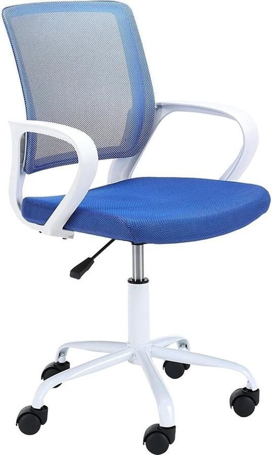 Senza Marchio FD-6 Bureaustoel voor kinderen Ergonomisch met armleuningen Draaibaar Hoogteverstelbaar Maximale belasting 100 kg Wit Blauw