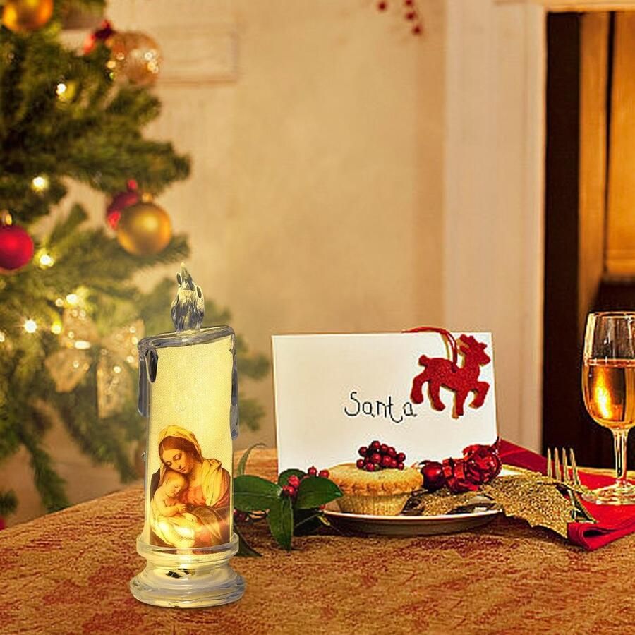 Senza Marchio Flameless Prayer Candle Jesus Saints Decoratieve Kaars Religieuze LED Prayer Candle Devotional Flameless Candle LED Religious Candles Feestelijke Prayer Candle Home Religious Decoration Desk