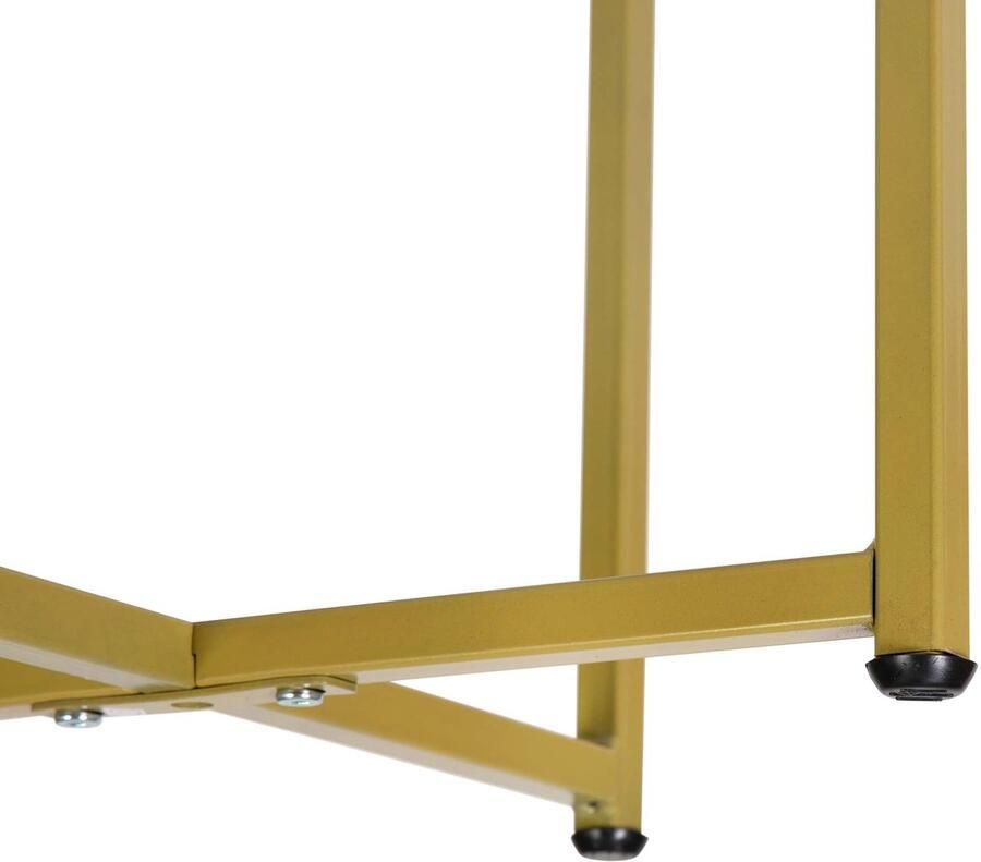 Senza Marchio Flash Furniture Woonkamer eindtafel ontworpen hout wit marmer mat goud D x 16' B x 23 5' H