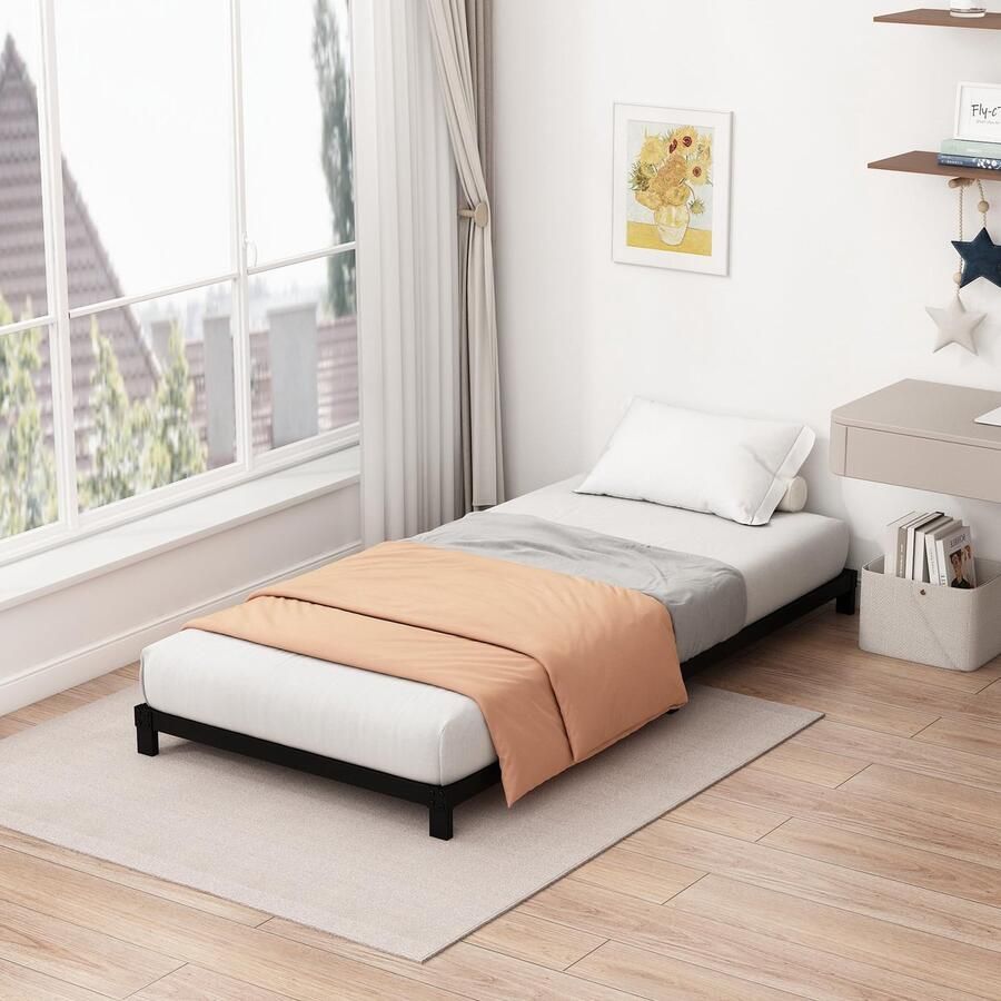 Senza Marchio Fly-CTsoar 5 Inch Low Twin Bed Frames Heavy Duty Metalen Platform Geen BoxSpring Nodig Eenvoudige Montage Matras Foundation Geluidsvrij Zwart