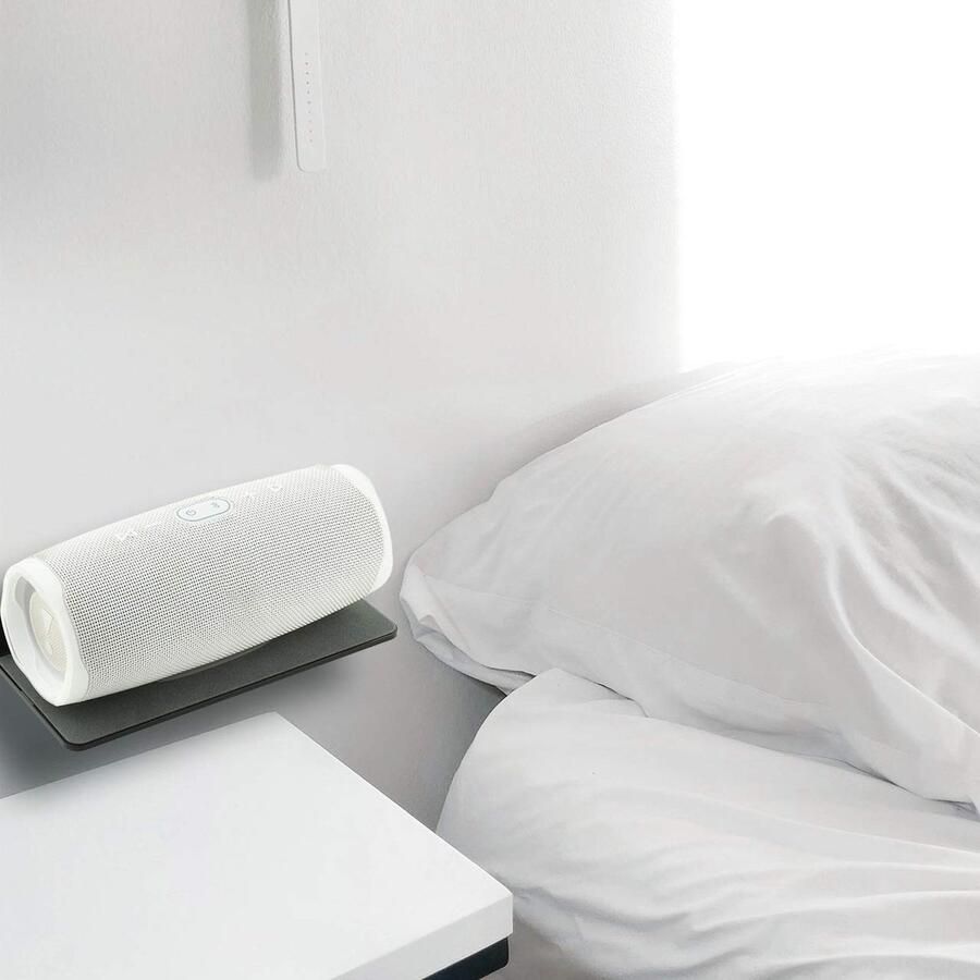 Senza Marchio Foemey Wandplank luidsprekerstandaard acryl wandmontage displayplank voor Bluetooth-luidspreker webcam mobiele telefoons speelgoed-zwart