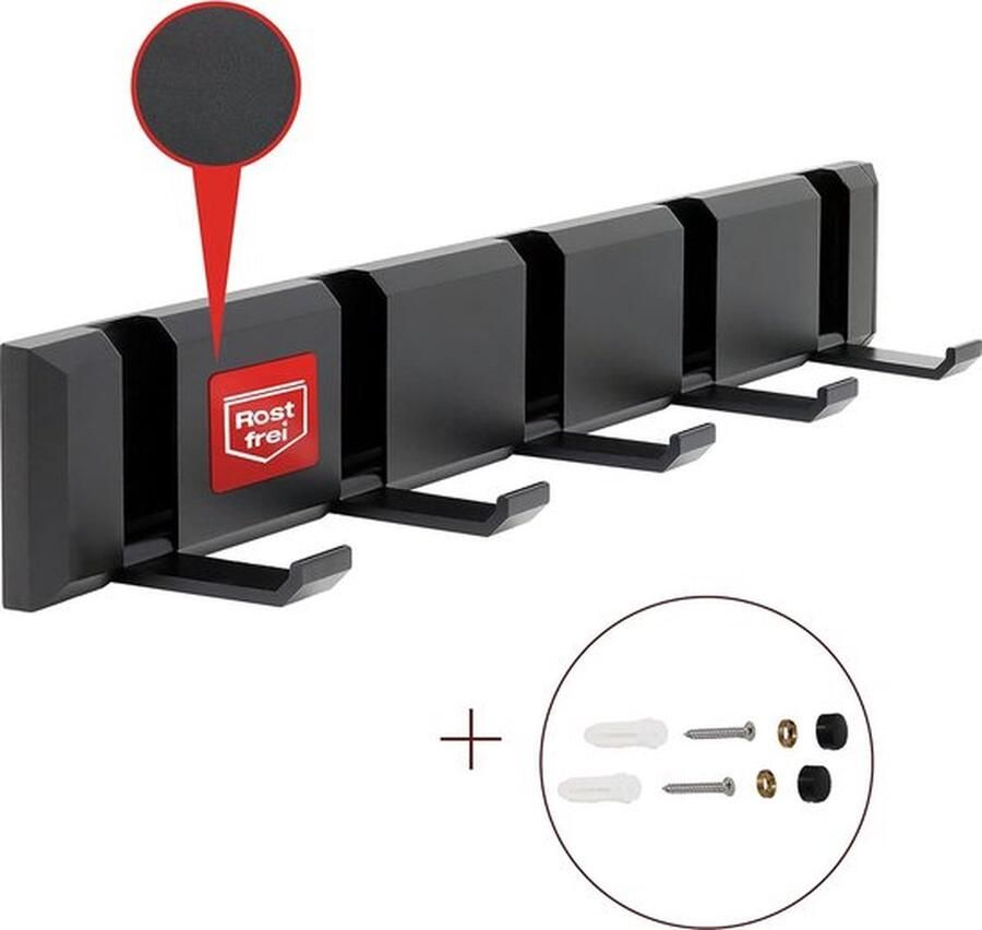 Senza Marchio Fold 5 Kapstok garderobehaken kledinghaken garderobelijst met 5 inklapbare haken voor orde en stijl in je huis ideaal voor jassen mantels hoeden en tassen zwart