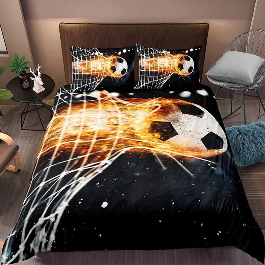 Senza Marchio Football Bedding Set Printing Pillowcase Quilt Cover Soccert Duvet Covers Home Textiles Queen King Size Bed 145×200CM