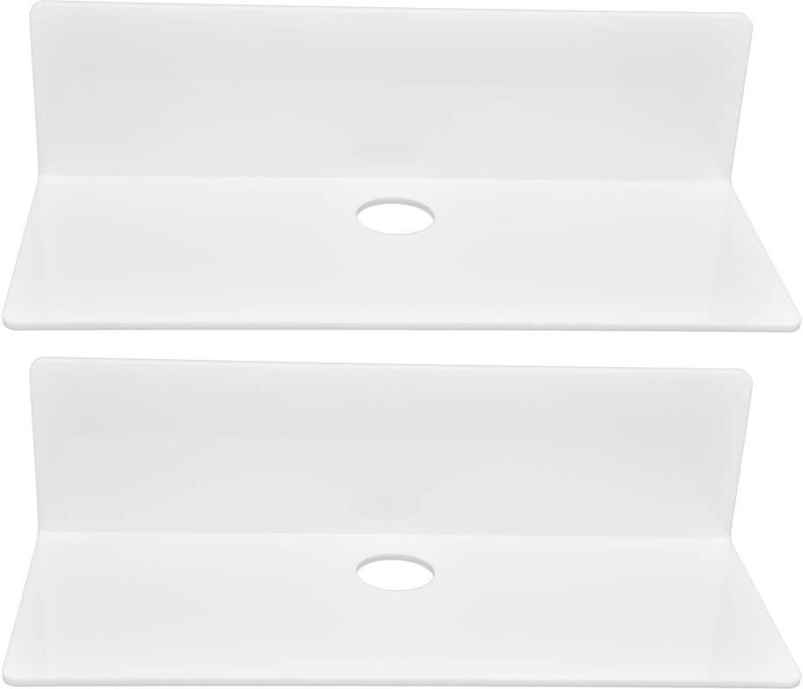 Senza Marchio Gavigain 2 stuks acryl zwevende wandplanken opknoping planken mini luidspreker plank muur mount zelfklevende muur display plank standaard voor klok webcam mobiele telefoons mesh router voor muur