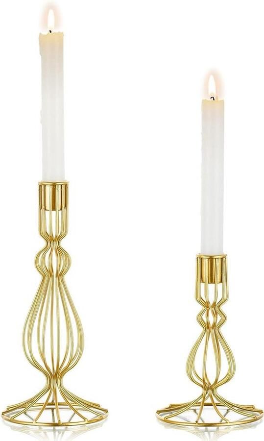 Kaarsenhouder Geometrische Draad Kandelaar Houders Gouden Metalen Taper Kandelaar Houder Moderne Kandelabra Set Decoratieve Diner Tafel Centerpiece voor Bruiloft Event Party Mantel Open haard