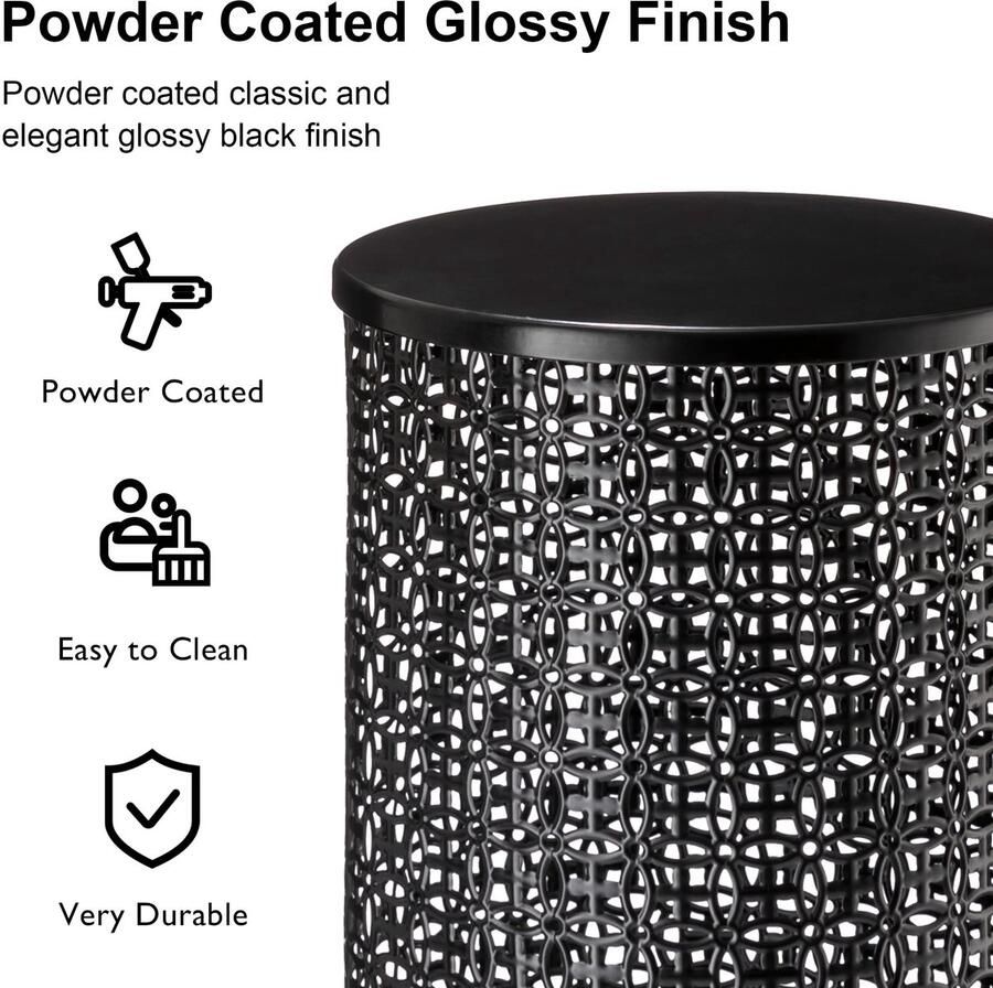 Senza Marchio glitzhome Nesting bijzettafel set van 2 decoratieve tuinstoelen voor binnen en buiten Heavy Duty metalen frame bijzettafel moderne bijzettafel glanzend zwart