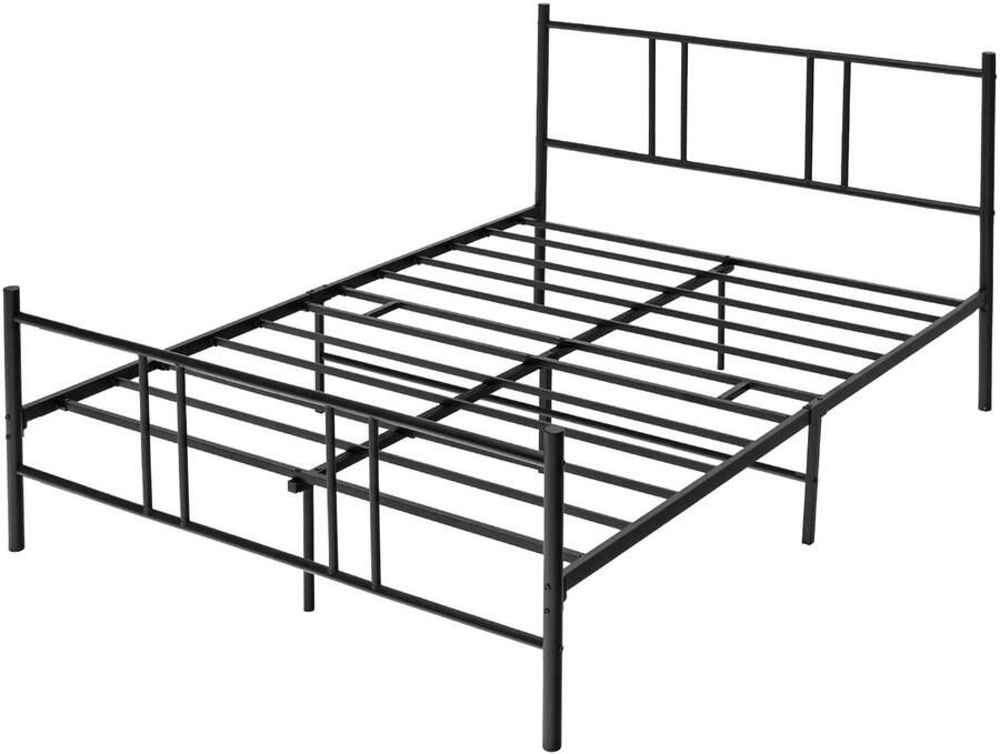 Senza Marchio GOPLUS Bedframe King Size metalen bedframe moderne lattenbodem met hoofdeinde voeteneinde geruisloos platformbed 300 kg belastbaarheid 209 x 164 x 101 cm zwart