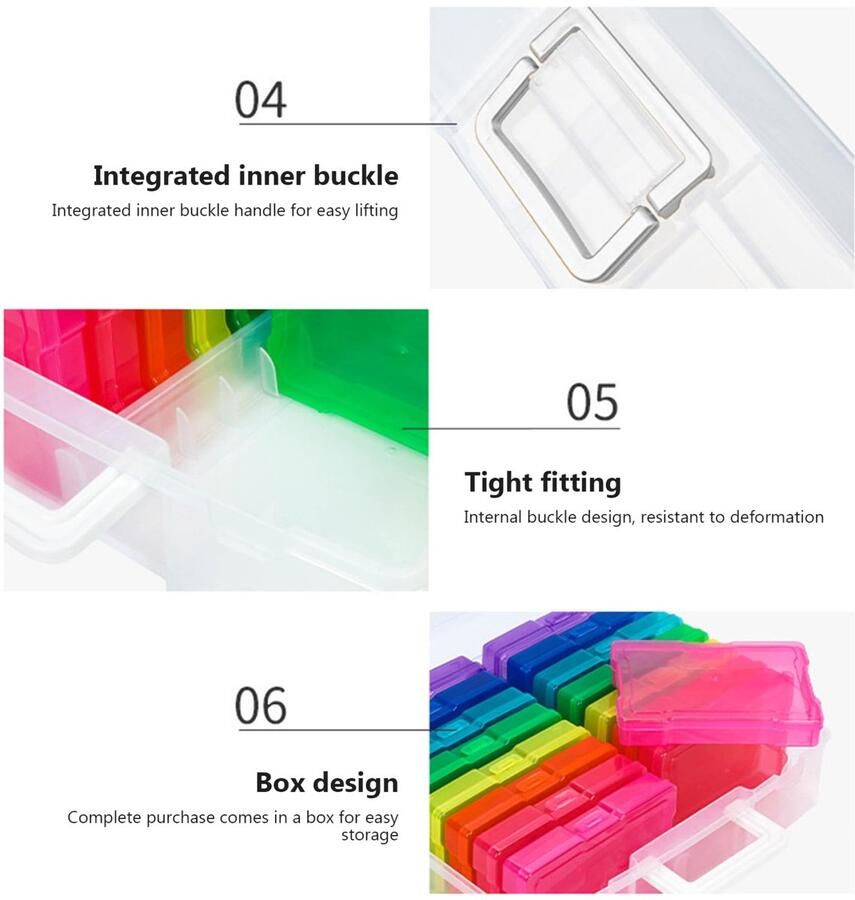 Senza Marchio Grtheenumb Foto opbergdozen 10 x 15 cm veelkleurige fotokoffer ambachten organisator fotocontainers van UV-licht stof morsen