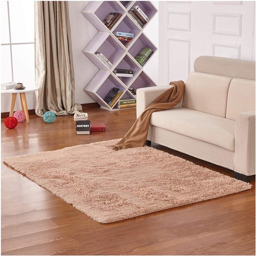 Senza Marchio GUOCU Faux Schapenvacht Gebied Tapijt Super Zachte Faux Bont Rug Pluizige Rug Voor De Slaapkamer Woonkamer Bank Vloermat Harige Stoelen Tapijt Dikke Tapijt Geen Afwerpen Antislip Rechthoekig Bruin 40x60