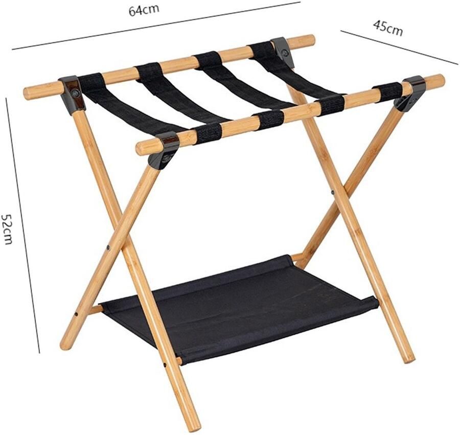 Senza Marchio GUODDM Bagagerek met 2 stuks opvouwbare gastenkamer kofferrek met schoenenplank dubbele vloer bagagerek reistas rek vloeropbergrek 64 x 45 x 52 cm