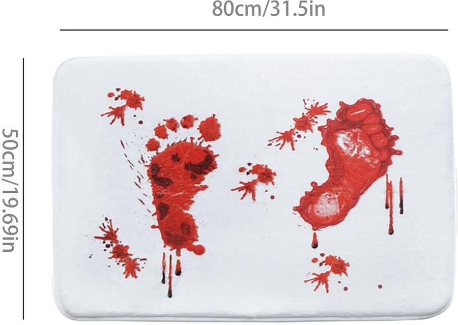 Senza Marchio Halloween Bloed Badkamer Tapijt Sneldrogende voetafdrukken Halloween decor vloerkleed met antislip onderkant Bloody Mat Red Verschrikkelijke vloermat voor badkamers gootstenen keukens Jomewory