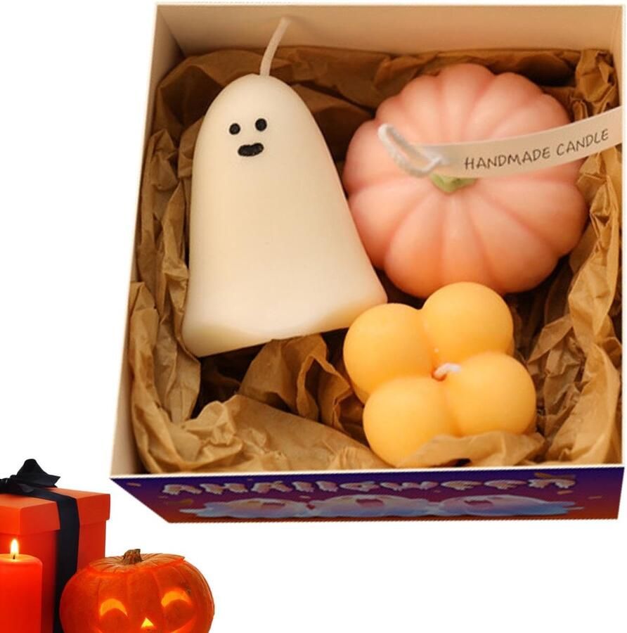 Senza Marchio Halloween Ghost Candles Spooky Halloween Decor Candles Schattige Halloween Votive Candles Nieuwe Halloween Pompoen Kaarsen Halloween Dining Tafel Kaarsen Verjaardag Celebration Candles voor