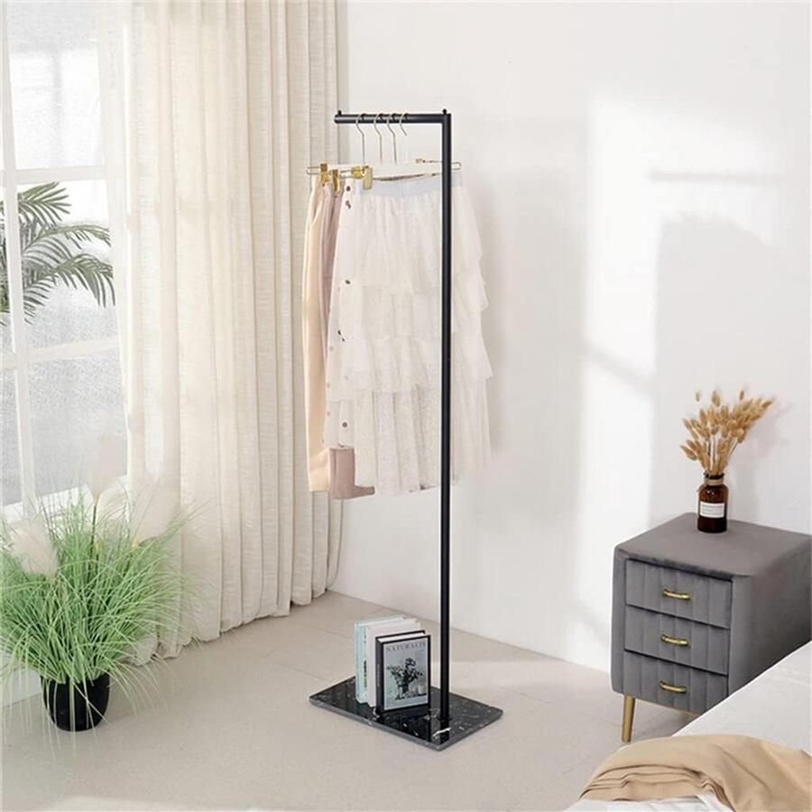 Senza Marchio Hangers Bedroom Aisle Entrance Floor Coat Portable Clothes Rack Iron Bathroom Storage Coat Rack (Color : Gold) (Color : Gold Size : 170cm)