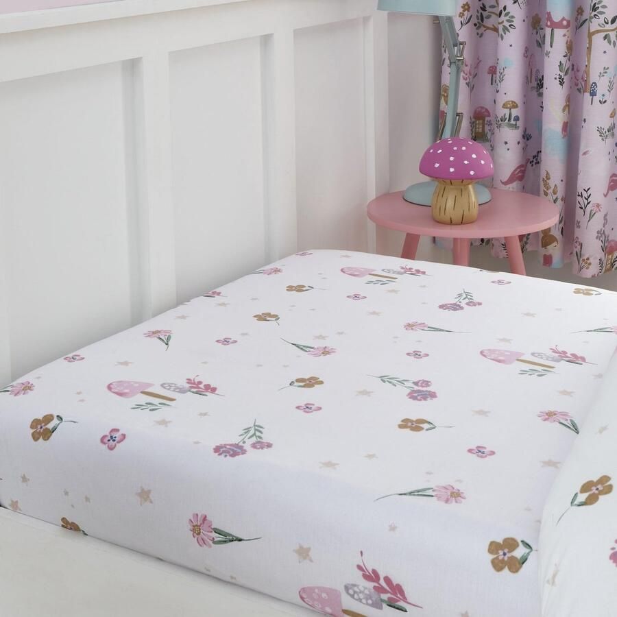 Senza Marchio Happy Linen Company Meisjes Jongens Kids Betoverd Bos Eenhoorn Wit Peuter Cot Bed Hoeslaken Beddengoed