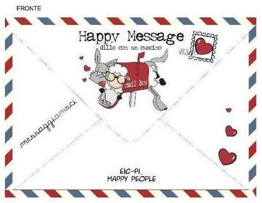 Senza Marchio Happy People Kussensloop voor eenpersoonsbed 50 x 80 cm. Katoen artikel NL2960 FANTAVEDERE UNICA ONE SIZE