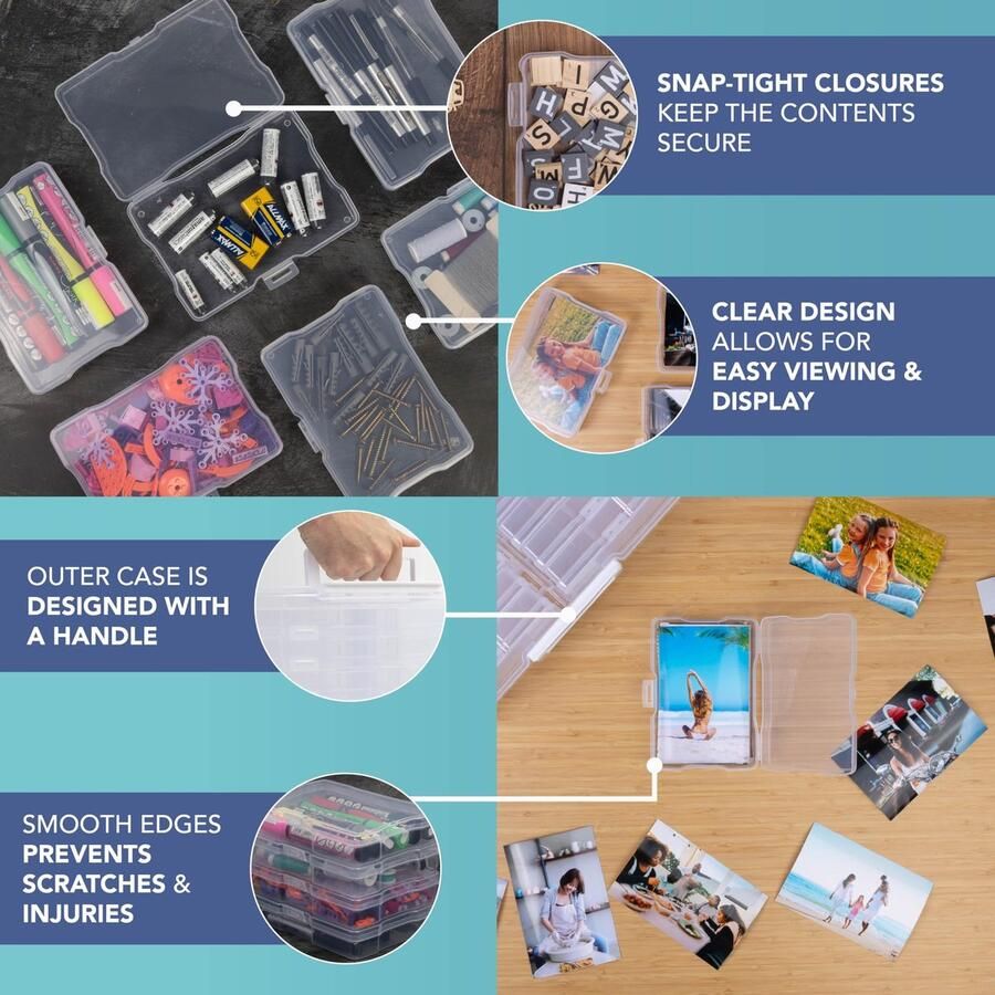 Senza Marchio HEFTMAN 4 x 6 foto-opbergdozen doorzichtige fotoopbergdoos met 16 binnenfotohoesjes geschikt voor 1600 foto's transparante zaadopbergdoos organizer