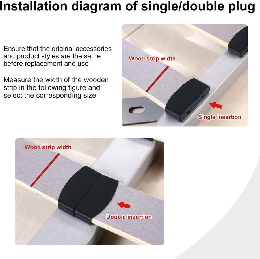 Senza Marchio HENGYANG Lattenstaafjes voor lattenbodem 30 stuks 54 mm lattenbodems voor lattenbodem zwart latten voor zijrails verbindingsaccessoires voor bed tweepersoonsbed
