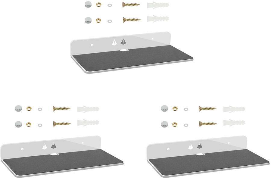 Senza Marchio Hfourhnik 3X Wandplank Speaker Stand Acryl Wandmontage Display Plank voor Bluetooth Speaker Webcam Mobiele Telefoons -Wit