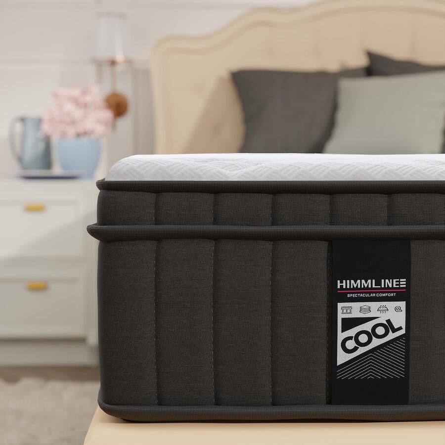 Senza Marchio HIMMLINE Volledige matras 25 5 cm hybride matras geltraagschuim en pocketveer volbedmatras in een doos medium gevoel koelere slaap en drukontlasting 137 x 190 cm 120 nachten risicovrije