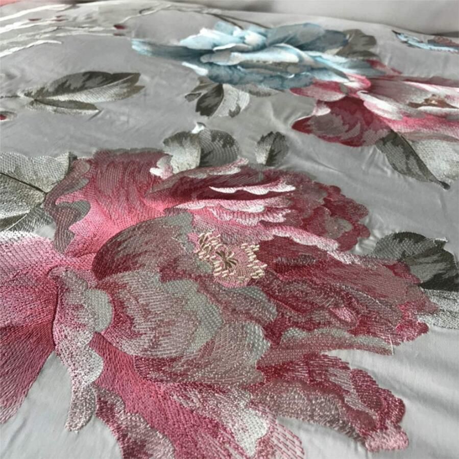 Senza Marchio HMEIGUI Slaapkamer Dekbedovertrek Sets Borduurwerk Katoen Satijn Luxe Trendy Bed Cover Beschermt en dekt uw Comforter Bedding Quilt Set