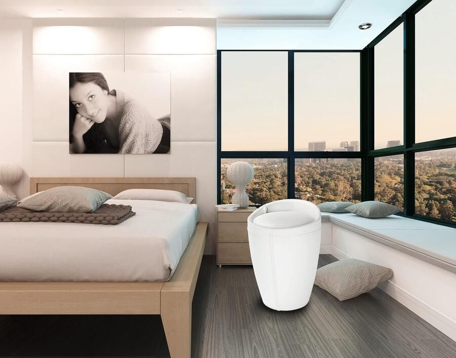 Senza Marchio Hocker Candy White in Lederoptik