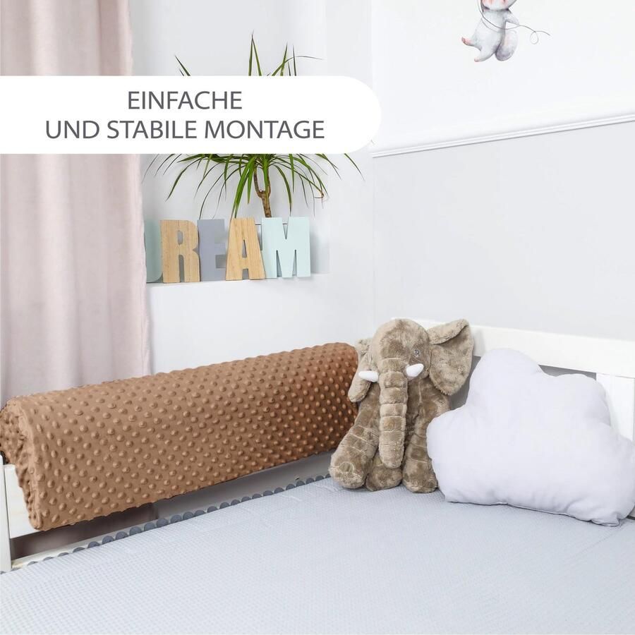 Senza Marchio Hoes voor bedrandbescherming voor kinderbedden 80 cm bescherming voor bedframe babybed valbeveiliging boxspringbed bedrail randbescherming kinderbabybedje Beige