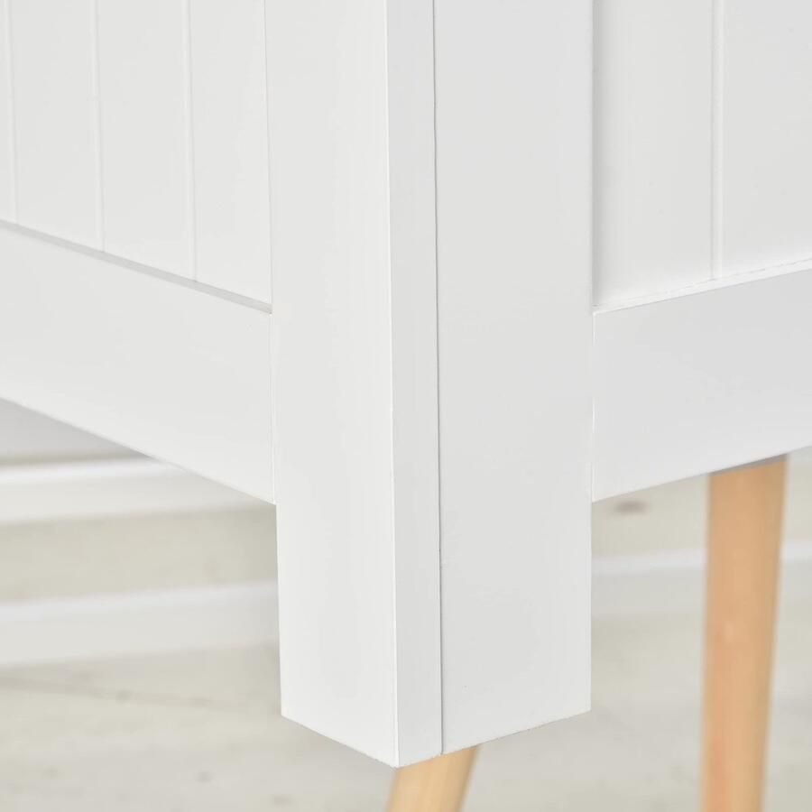 Senza Marchio HOMCOM zitbank met grote opbergruimte schoenenbank opbergbank opbergbox kist MDF-plaat wit 81 x 40 x 46 cm