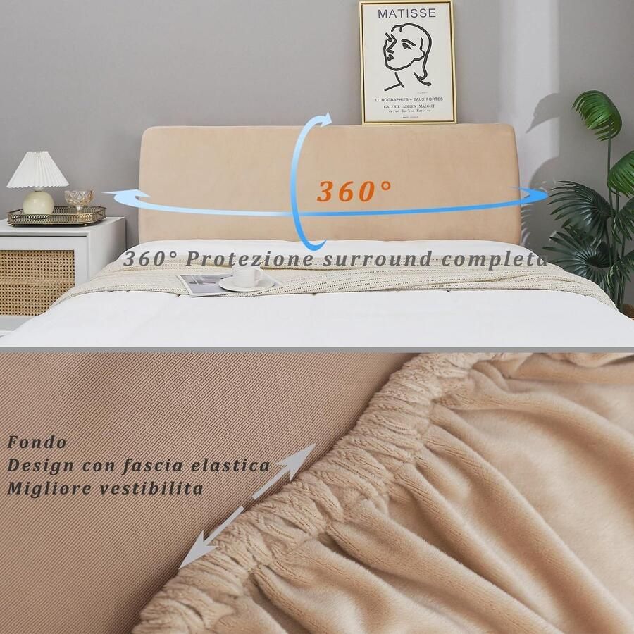 Senza Marchio Hoofdeinde hoes for tweepersoonsbed elastische hoofdeinde hoes for tweepersoonsbed Bescherming hoofdeinde hoes Hoofdeinde hoes for tweepersoonsbed(Color Cachi 150-170CM)