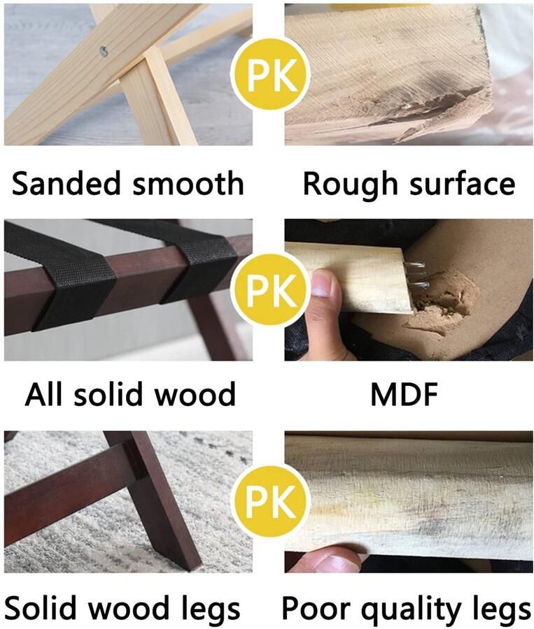 Senza Marchio Hotelbagagerek met witte afwerking luxe bagagerek met rechte benen opvouwbaar bagagerek voor logeerkamer voor logeerkamer voor thuisslaapkamer Hote-60cm*45cm*60cm Wit