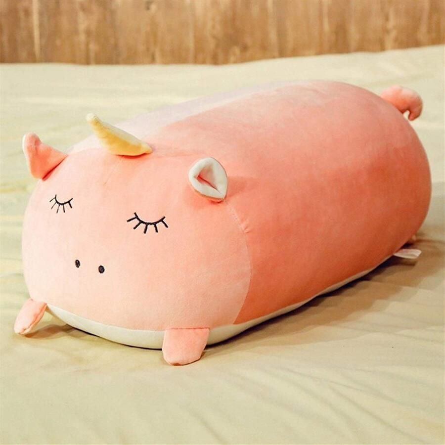 Senza Marchio HOUMEL Dierlijke vorm Winter Hand Warmer Kussen Eenhoorn Nachtkastkussen Kussen Zachte Lumbale Rugkussen Voor Bed Bank Creatief Huis 50cm 284 (Kleur: Roze)