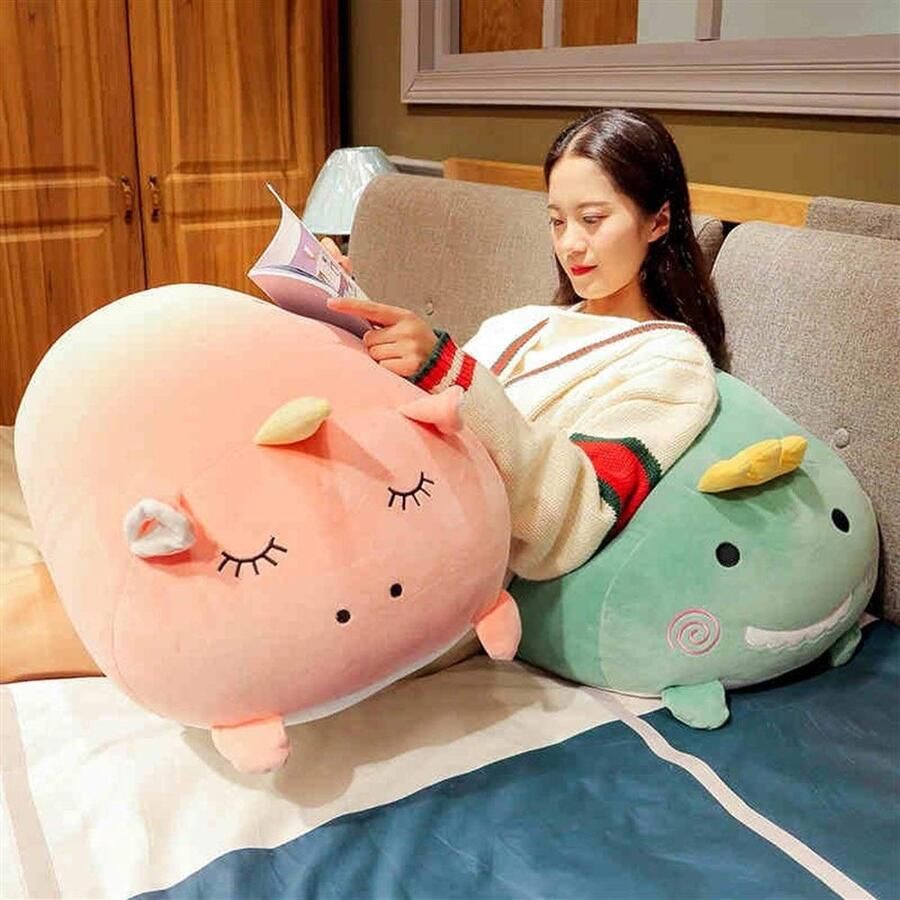 Senza Marchio HOUMEL Dierlijke vorm Winter Hand Warmer Kussen Eenhoorn Nachtkastkussen Kussen Zachte Lumbale Terug Kussen Voor Bed Bank Creatief Huis 50cm 284 (Kleur: Bruin)