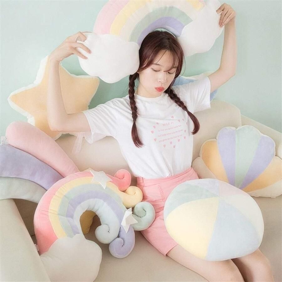 Senza Marchio HOUMEL Ster kussen nachtkastje Wolken regenboog Vorm kussen Kussens Kussen Zachte Lumbale Terug Kussen voor Bed Bank Creatieve Home Decoraties 271 (Kleur: Blauw)