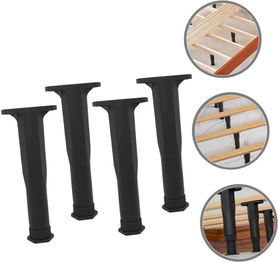 Senza Marchio Housoutil 4 Stuks Bedframe Steunpoten Latten Steunpoot Bed Voetrisers Bedframe Beugels Bedframe Slat Kastbeen Bed Center Slat Bed Center Frame Slat Voeten Center Board 15C Verstelbare