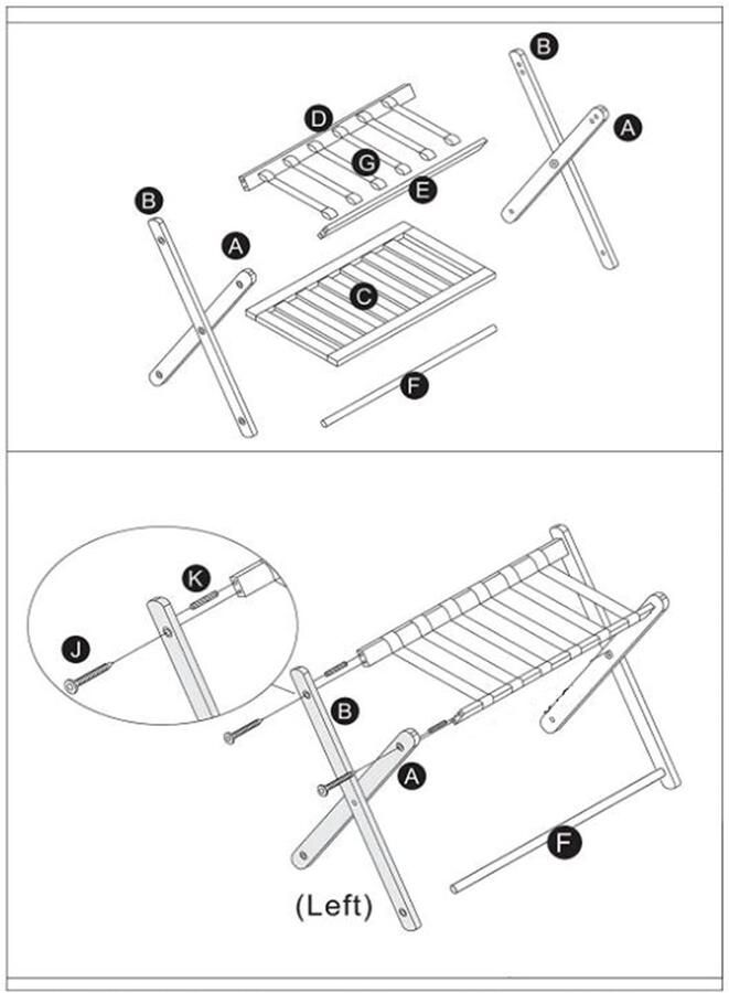 Senza Marchio Houten bagagehouder kofferrek bagagerek voor logeerkamer Achtertuin bagagerek met plank Opvouwbaar bagagerek voor logeerkamer voor thuis slaapkamer Hote Rode wijn