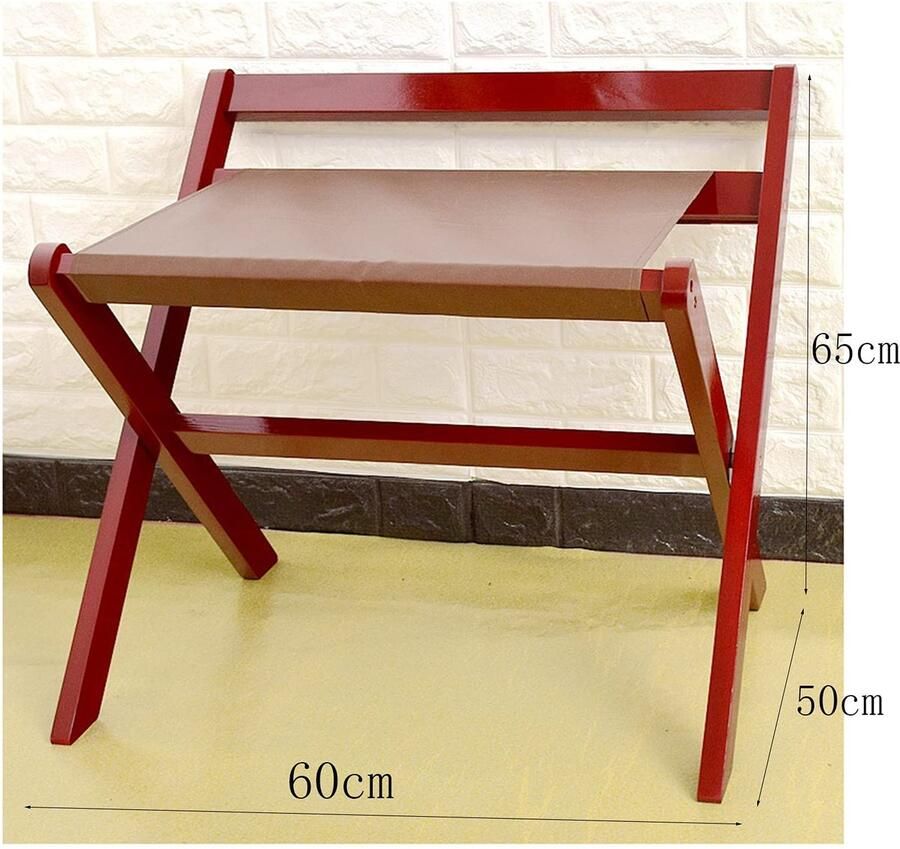 Senza Marchio Houten bagagerek met nylon singelband opvouwbare standaard en rugleuning geen montage vereist ideaal voor hotelverhuur of logeerkamer wit