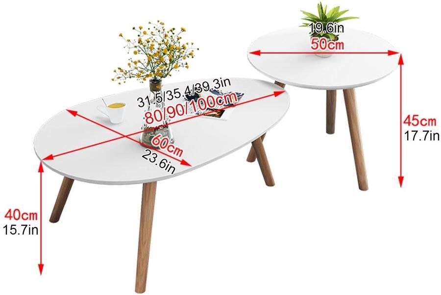 Senza Marchio Houten Nesting Coffee Table Minimalistische Sofa Bijzettafels Set Van 2 Moderne Nesting Table Side End Table Voor Kleine Ruimtes Eenvoudige Montage Voor Woonkamer Slaapkamer Kantoor (Kl