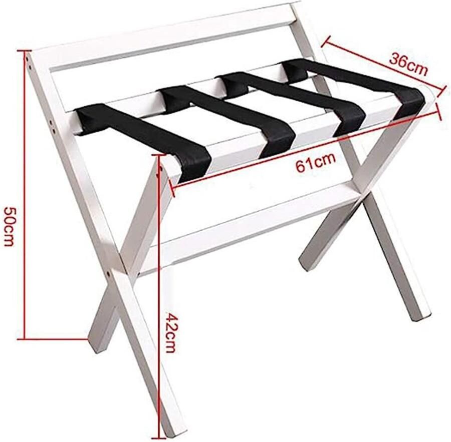 Senza Marchio Houten opvouwbare bagagerek met nylon riemen hotel koffer standaard voor gasten kamers en reizigers