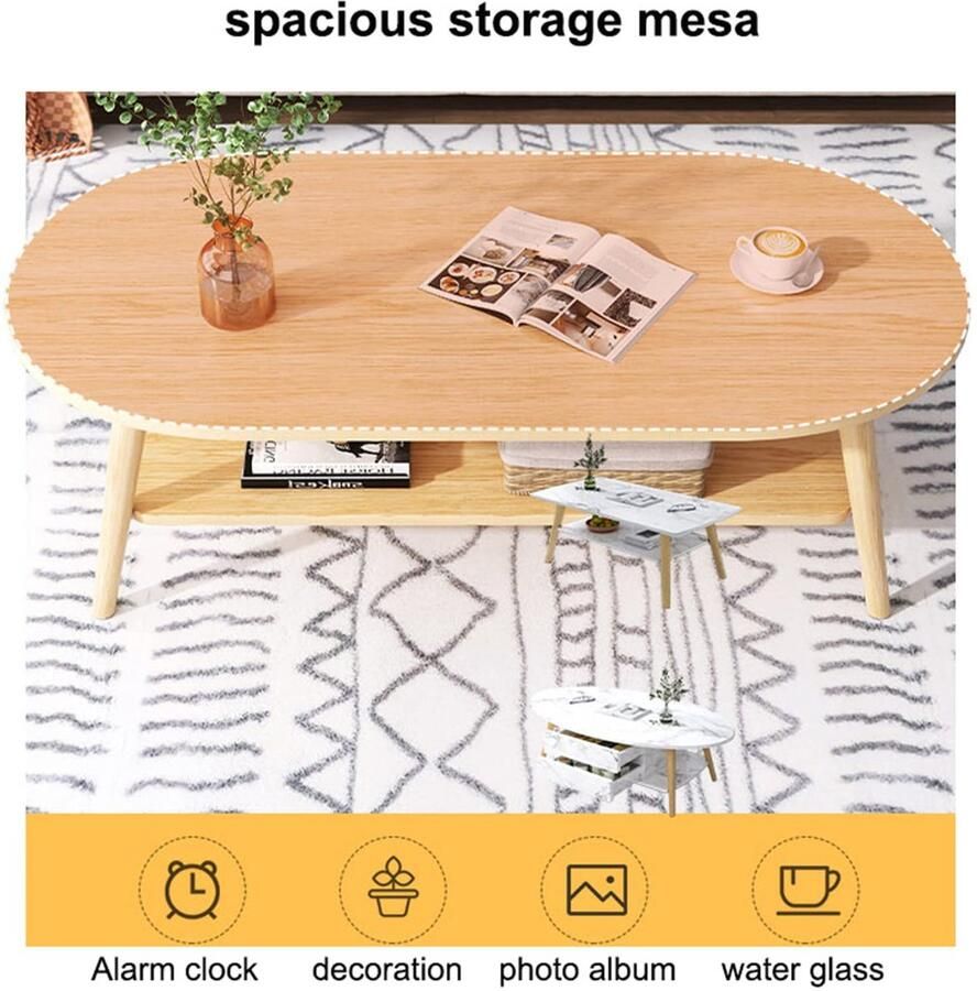 Senza Marchio Houten salontafel met open rekken en laden 2 lagen modern design meubels voor woonkamer display en opslag