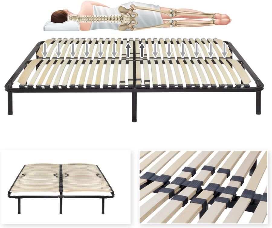 Senza Marchio i-flair Lattenbodem 180x200 cm logeerbed op voeten met opbergruimte lattenbodem Ergo IF12 geschikt voor alle matrassen en bedden