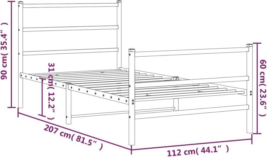 Senza Marchio Iiaky Metalen bedframe zonder matras met voetenplank wit 107 x 203 cm metalen tweepersoonsbedframe met hoofdeinde opbergruimte voor onder bed voor volwassenen tieners eenvoudige montage